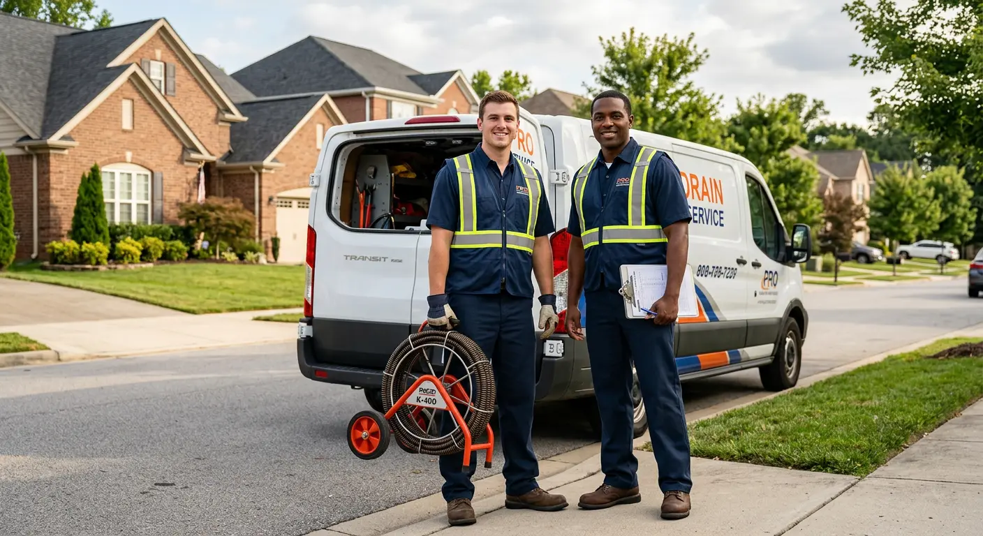 Sewer and drain service team with equipment ready for work in Beaverton